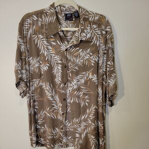 ISD Blues Shirt Mens XL Olive Green Hawaiian Floral Button Up Casual Sht Sleeve